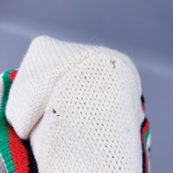 Aris Vintage Wool Ski Hat Ladybugs Cream Navy Winter Knit Hat Made in USA - Picture 7 of 9